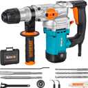 Berserker 1-1/8" SDS-Plus Rotary Hammer Drill with Safety Clutch,9 Amp 3 Functions Corded Rotomartillo for Concrete - Including 3 Drill Bits,Flat Chisel, Point Chisel,Carrying Case