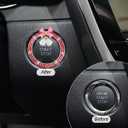 Bling Car Engine Start Ring Stickers, 2PCS Crystal Rhinestone Bow Vehicle Push Start Stop Button Cover, Auto Key lgnition Knob Decals for Women Girls, Universal for SUV RV Truck (Red)