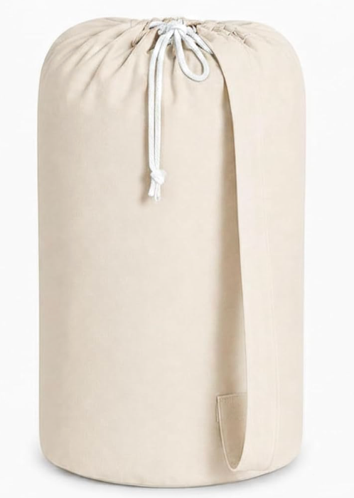 Accent Home Cotton Canvas Laundry Bags With Drawstring,  Heavy Duty Multi Use | Washable Dirty Clothes Organizer