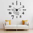 Junkin 3D Large Frameless DIY Wall Clock Modern Decor Family Quote Wall Stickers Clock Kit for Home Living Room Bedroom Office Decorations Adjustable Size(Black)