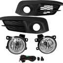 Fog Lights Assembly Compatible for 2016 2017 2018 Honda Civic Front Bumper Fog Light Driving Lamps w/Switch/Bulb Clear Lens