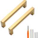 Cabinet Pulls Gold Cabinet Handles Square Drawer Pulls, 20 Pack 5 Inch Stainless Steel Kitchen Door Cupboard Cabinet Handles, Drawer Hardware Handles, 128mm Hole Centers