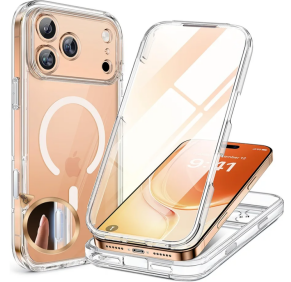 Miracase for iPhone 17 Pro Max Case 6.9" Full-Body Phone Case with Built-in Glass Screen Protector& Full Camera Protector,[Magnetic with MagSafe] Drop Proof 17 ProMax Cover, Clear