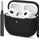 Compatible with AirPods 3 Case, Protective Silicone Cover for AirPods 3rd Generation Case 2021, Wireless Charging - Black