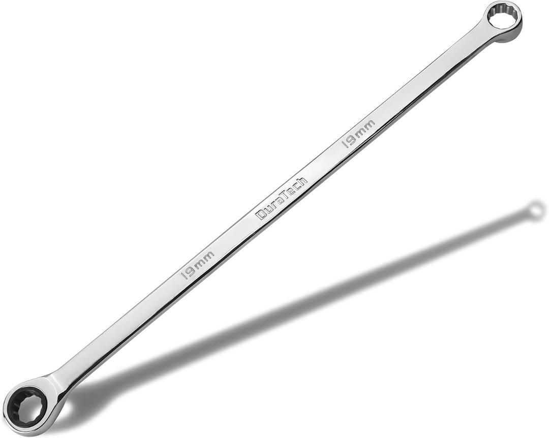 DURATECH 19mm Extra Long Ratcheting Wrench, Metric, CR-V Steel