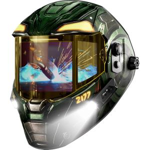 ANDELI Smart Auto-Adjust Welding Helmet with 2 LEDs, 3-Sided Auto Darkening, 4.6"×3.2" + 1.3"×2.5"
