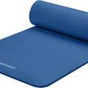 Retrospec Solana Yoga Mat Thick 1/2in Non-Slip Workout Mat with Nylon Strap - 72x24in Exercise Mat for Pilates, Stretching & Fitness - BPA Free, Easy Clean, Blue