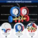 Luney 3 Way AC Gauges Set, AC Manifold Gauge Set for R134a R12 R22 R502 Refrigerant, Automotive HVAC Freon Recharge Kit with 4FT Flameproof Hoses, Couplers, Adapter, Self Sealing & Puncturing Can Tap