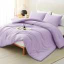 CozyLux Oversized King Comforter Set Lavender, 3 Pieces 120"x98" Lightweight Down Alternative Quilted Bedding Sets, Light Purple All Season Solid Comforter with 2 Pillowcases, Bed Set Gift for Home