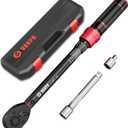 VANPO 3/8-inch Drive Click Torque Wrench, 5-45 Ft-Lb/6.8-61Nm, 3% Accuracy, Dual-Direction, 72 Tooth, Aluminum Adjustable Torque Wrench for Bike, Motorcycle, Car Spark