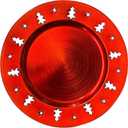 Red Christmas Tree Charger Plates - 13" Reusable Openwork Holidays Party Decorations Round Chargers for Dinner Plate - Elegant Table Setting Centerpieces 6 Pack