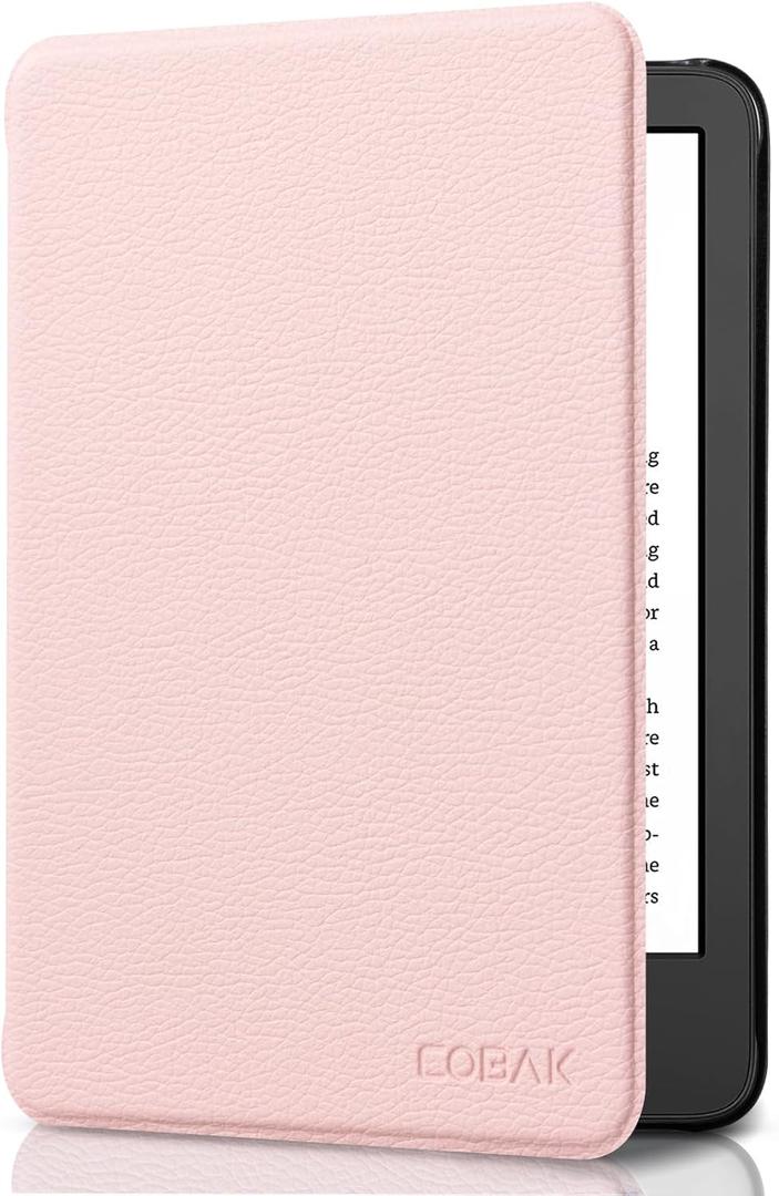 CoBak Case for All New 6 Inch Kindle 2024 and 2022 (11 Generation) - PU Leather Smart Cover, Auto Sleep and Wake, Premium Protective Case for Kindle Basic (*Flesh Pink)