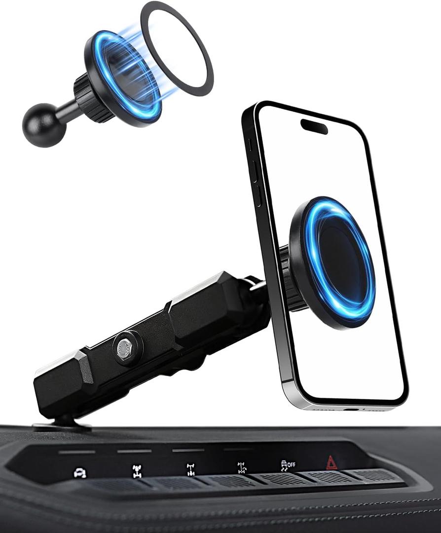 Aluminum Phone Mount Holder Compatible with Ford Bronco 2021-2025+, Phone Holder Compatible with Magsafe iPhone 17-12 Series, Magnetic Dash Phone Mount for Bronco Accessories (Not Fit in Bronco Sport)