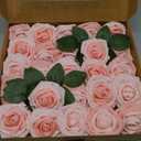 Ling's moment Artificial Flowers 25pcs Real Looking Pink Fake Roses w/ Stem for DIY Wedding Bouquets Centerpieces Bridal Shower Party Home Decorations