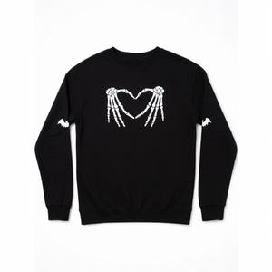 Halloween Funny Skeleton Hands That Form A Heart Sweatshirt, Black, XXL