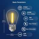 FLSNT 15 Pack Outdoor LED Replacement Bulbs for String Light, S14 LED Hanging Light Bulbs for Patio, Garden, E26 Base, 2200K Warm White, Non-Dimmable