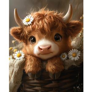 obterie Cow Paint by Numbers Kit for Adults Beginner Animal Oil Painting Kit Adult Paint by Number Kits on Canvas DIY Painting for Beginners Art by Numbers for Gifts Home Wall Decor 16x20 Inch (YF003)