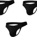 Men's Cotton Thong Sports Sexy T-back Classic Y-type Low Rise Thin Soft Lightweight Pouch Supporting (Black, L)
