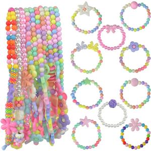 obmwang 20Pcs Princess Necklace Bracelet Set, Teenager Costume Jewelry Play Jewelry for Women Dress Up Pretend Play Party Favors