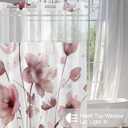 No Hook Shower Curtain and Liner Set, Red Boho Floral Shower Curtains for Bathroom, Watercolor Flower Waterproof Bathroom Curtain Sets with Snap in Liner, 71x84 Inch