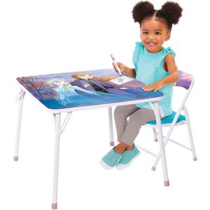 Disney Frozen Activity Table & Chair Set for Toddlers 24-48M, Includes 1 Table & 1 Chair - Sturdy Metal Construction, Table: 20"L x 20"W x 16.4"H, Chair: 12"L x 11.6"W x 17.7"H - Weight Limit: 70 lbs