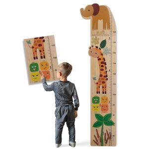 Bamboo Growth Chart for Kids  Colorful Height Ruler Wall Decor, Wooden Measuring Chart for Baby Nursery, Toddler Room Keepsake, Wall Mounted Kids Height Tracker, Eco-Friendly