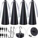 Glovv Fly Fans for Tables, Food Fan to Keep Flies Away, 4 Pack Portable Outdoor Indoor Batteries Powered Picnic Table Top Spinner with Metal Hanger, Bug Repellent for Restaurant, Camping (Black)