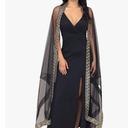 Unicra Black Tulle Cloak Long Cape with Gold Sequin Halloween Costume Cloak Unisex Witch Cosplay Party Cape for Women and Men