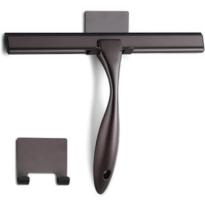NETANY Shower Squeegee, 10-Inch Bronze Squeegee, All-Purpose Stainless Steel Squeegee for Bathroom, Shower Doors, Mirrors, Tiles and Car Windows - 100% Streak Free