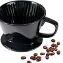 Mongdio Pour Over Coffee Maker, Ceramic Pour Over Dripper, Coffee Pour Over with 3 Holes Flat Bottom, Coffee Accessories for Home, Size 02 Black