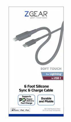 ZGEAR 6Foot Silicone Rubber Sync & Charge Cable