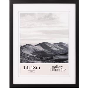 Gallery Solutions - Size 14"x18" Double Airfloat Mat Picture Frame - Sleek Black/White Design for Wall Mounting - Rectangular Wall Mount - Poster Frame - Lightweight Wall Frame