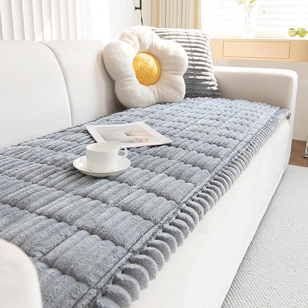 ZQFFB Pet Couch Cover Dogs Washable Non-Slip Couch Protector Pet Friendly Dog Mat for Couches and Sofas (27.6x59.06, Light Gray)