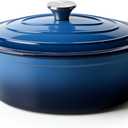 Oval Dutch Oven for Bread Baking, 4.5 Quart Non Stick Enameled Cast Iron Dutch Oven Pot with Lid, Oven Safe Oval Casserole with Lid up to 500F for Baking, Braising, Stews, Roasting (Blue)