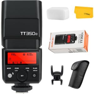 GODOX TT350C TTL Flash for Canon, 2.4G GN36 Mini Camera Flash Speedlite HSS 1/8000s, Approx.210 Full Power Flashes, 0.1-2.2s Recycle Time, External Speedlite for Canon Camera