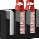 MYITYARD Coffee Cup Holder, Cup and Lid Organizer fits 5 to 16 oz Disposable Paper & Plastic Cups, Cup Dispenser Countertop, Acrylic Cup Storage for Home, Kitchen, Office (4 Compartment)