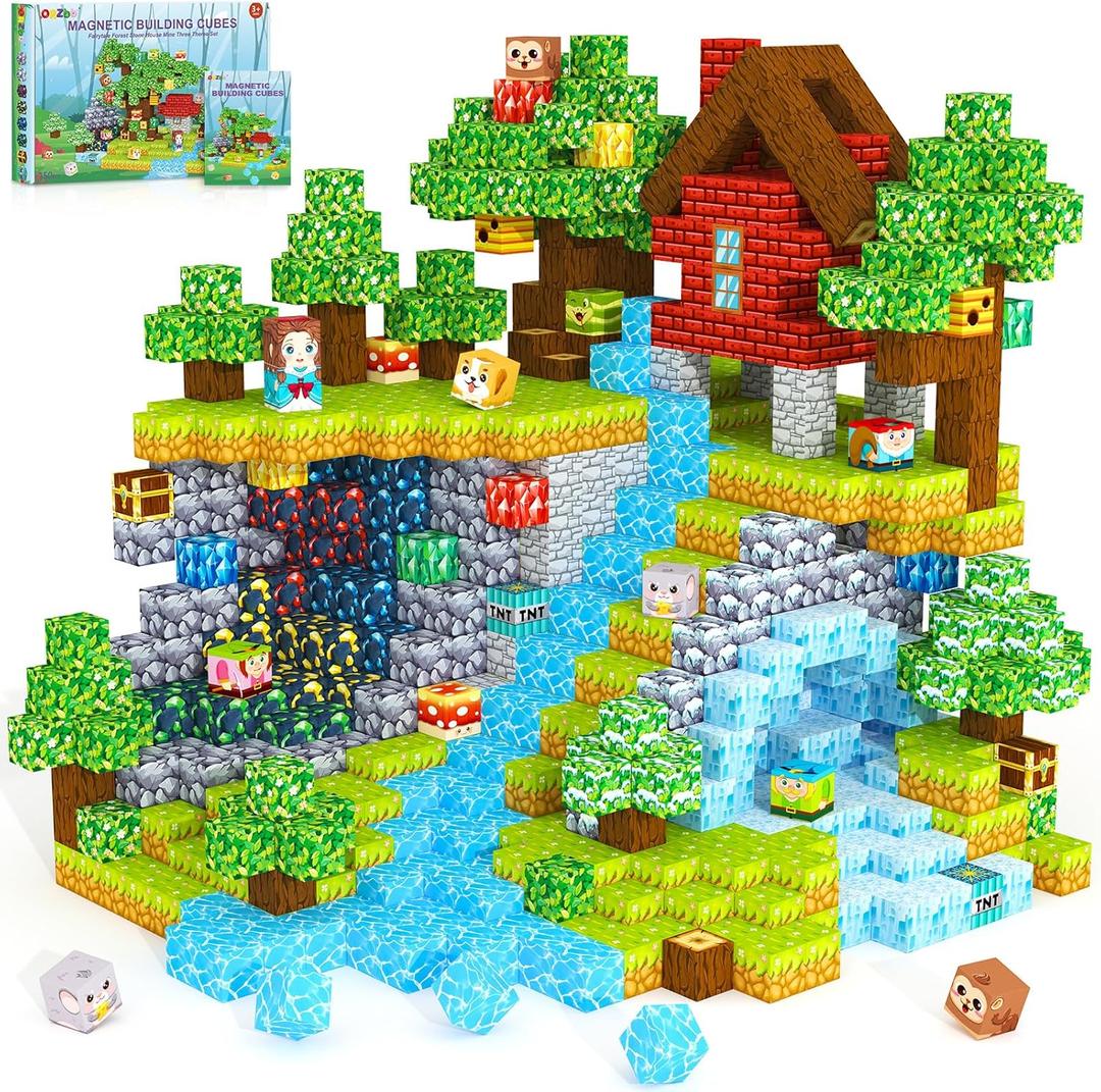 Magnetic Blocks, Magnet Cubes Building Blocks Toddler Travel Toys for 3-5 5-7 8-13 Year Old Boys Girls, Montessori Sensory Kids Toys & Games, Kids Birthday Decorations Party Favors Gifts (Color-6)