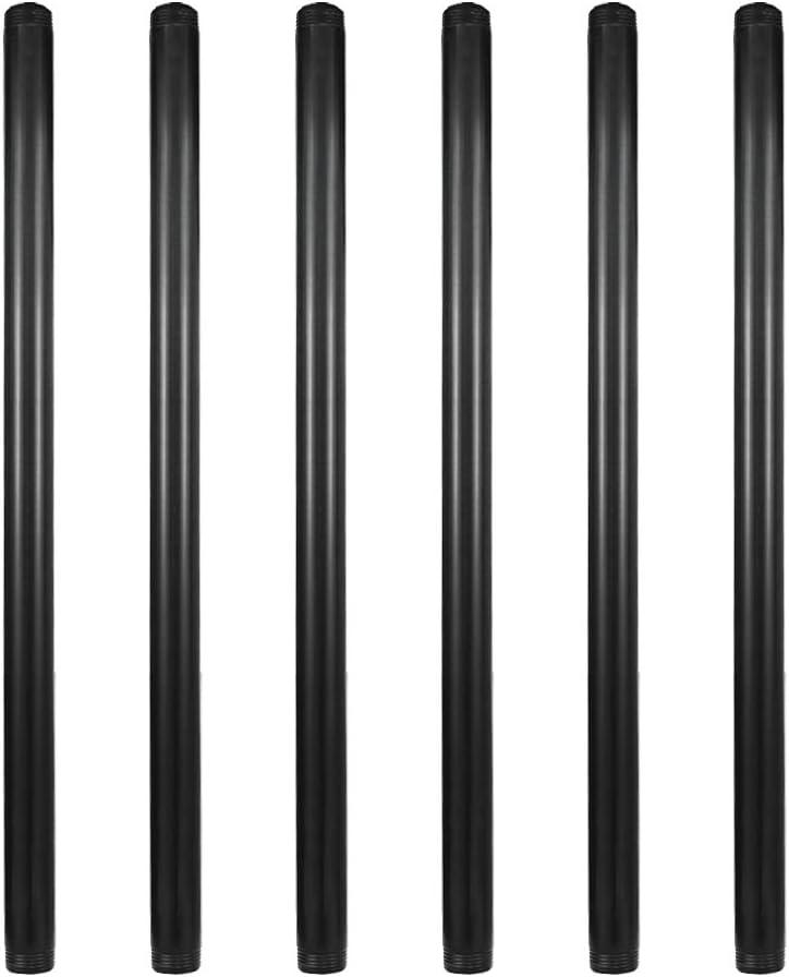 GeilSpace Pack of 6, 3/4" 20" Pre-Cut Black Metal Pipe, Industrial Steel Fits Standard Three Quarters Inch Black Threaded Pipes and Fittings - Vintage DIY Industrial Shelving (3/4" 20")