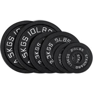 Cast Iron 2-Inch Olympic Weight Plates Set for Strength Training, Barbell Free Weight Plate Set for Weightlifting in Home Gym, Multiple Sizes From 2.5LB to 40LB (Set: 35 lbs (2x 2.5/ 5/ 10 LB)