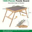 TEAKMAMA Puzzle Table 27.6" Tall 1500 Piece Puzzle Board with Drawers, 34.2" x 26.3" Adjustable 5-Tilting-Angle Jigsaw Table with Legs, Jigsaw Board for Adults, Nature, 1500pc