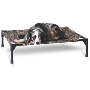 K&H Pet Products Outdoor Elevated Dog Cot, Breathable Cooling Elevated Cot Hammock Pet Bed for Medium Dogs, Washable Mesh Cover, Raised Metal Frame, Collapsible, Portable - Medium 32 X 25in Camo