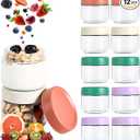 Hoa Kinh 9oz 12Pack Overnight Oats Jars with Lids, Leak Proof Small Jars for Overnight Oats, Cereal, Clear Empty Glass Jar with Lids for Kitchen(Red, Green, Purple and White)