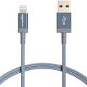 Amazon Basics 1-Pack USB-A to Lightning Charger Cable, Nylon Braided Cord, MFi Certified Charger for Apple iPhone 14 13 12 11 X Xs Pro, Pro Max, Plus, iPad, 3 Foot, Dark Gray