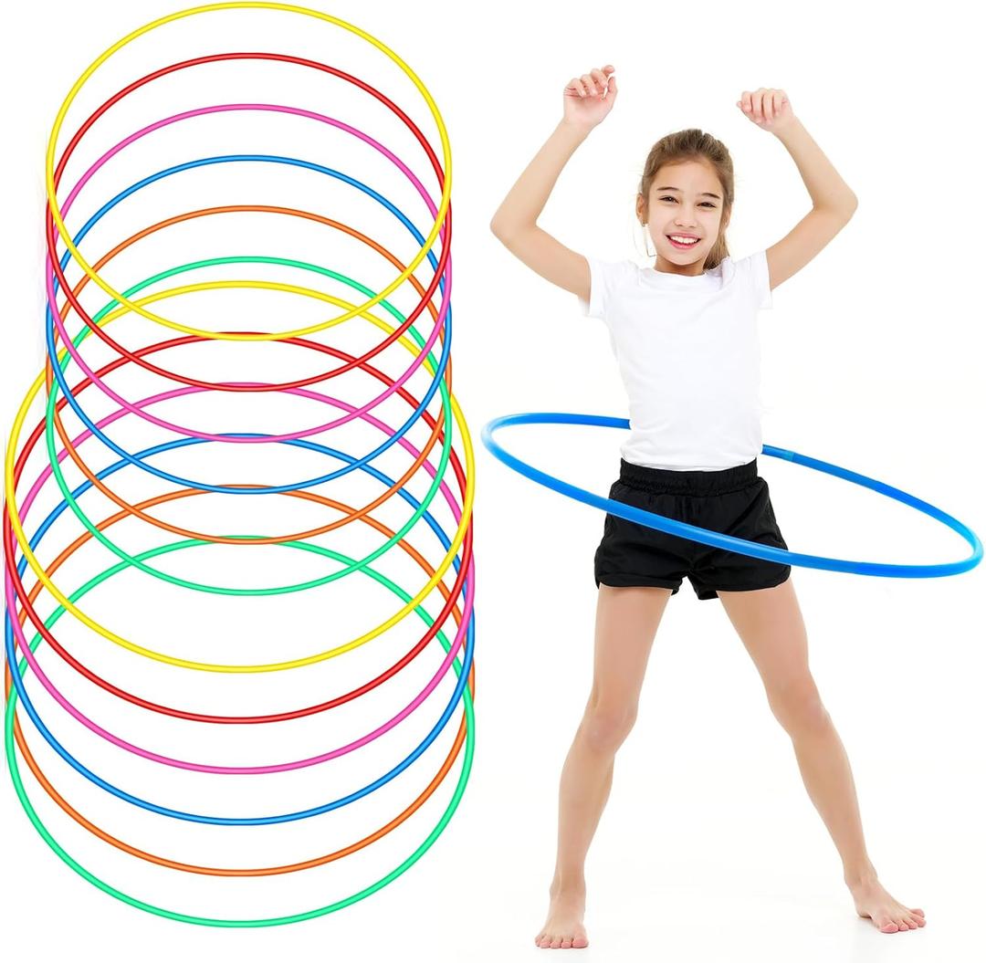 Kathfly Exercise Hoops Plastic Toy for Kids Adults Bulk Hoops Kids School PE Sports Playground Playing Fitness Gymnastics Equipment Party Games (24 Inch and 28 Inch)