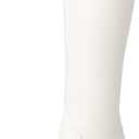 DREAM PAIRS Women's Chunky Heel Knee High Boots (10, White/Pu)