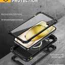 Lanhiem for iPhone 15 Plus Metal Case, [Built-in Camera Kickstand & Glass Screen Protector] Heavy Duty Full Body Military Rugged Shockproof Magnetic Aluminum Alloy Cover for 15 Plus 6.7" (Black)
