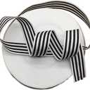 White and Black Grosgrain Stripe Ribbon Striped Trimming Patriotic Ribbon Belt Width 1inch for Clothing Embellishments Christmas Party Supplies 50 Yards (5 White 4 Black)