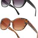 LADEESSE Reading Sunglasses for Women - Stylish Bifocal Sunglasses with Readers Built-in - UV400 Protection - 2 Pack+2.0