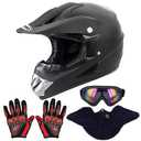 OUMURS Adult Dirt Bike Helmet with Goggles Gloves & Mask Adjustable Sun Visor DOT/FMVSS-218 Motorcycle Adults ATV Helmet Off-Road Motocross Downhill Moped MX BMX for Unisex-Adult-New Black, L