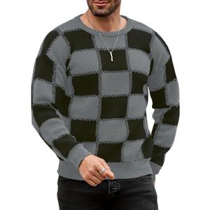 ZAFUL Mens Sweaters Casual Crewneck Textured Long Sleeve Color Block Vintage Knit Pullover Tops (XX-Large, 1-black)